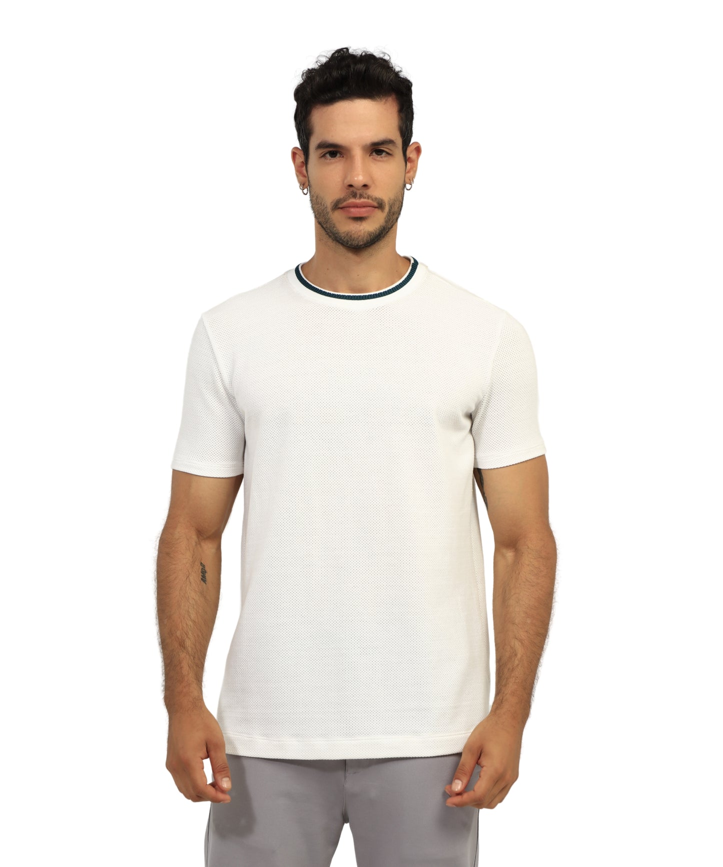 CAMISETA MALLA ESTRUCTURA MARFIL