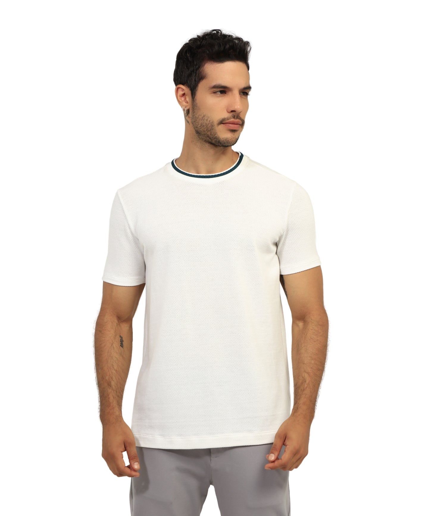 CAMISETA MALLA ESTRUCTURA MARFIL