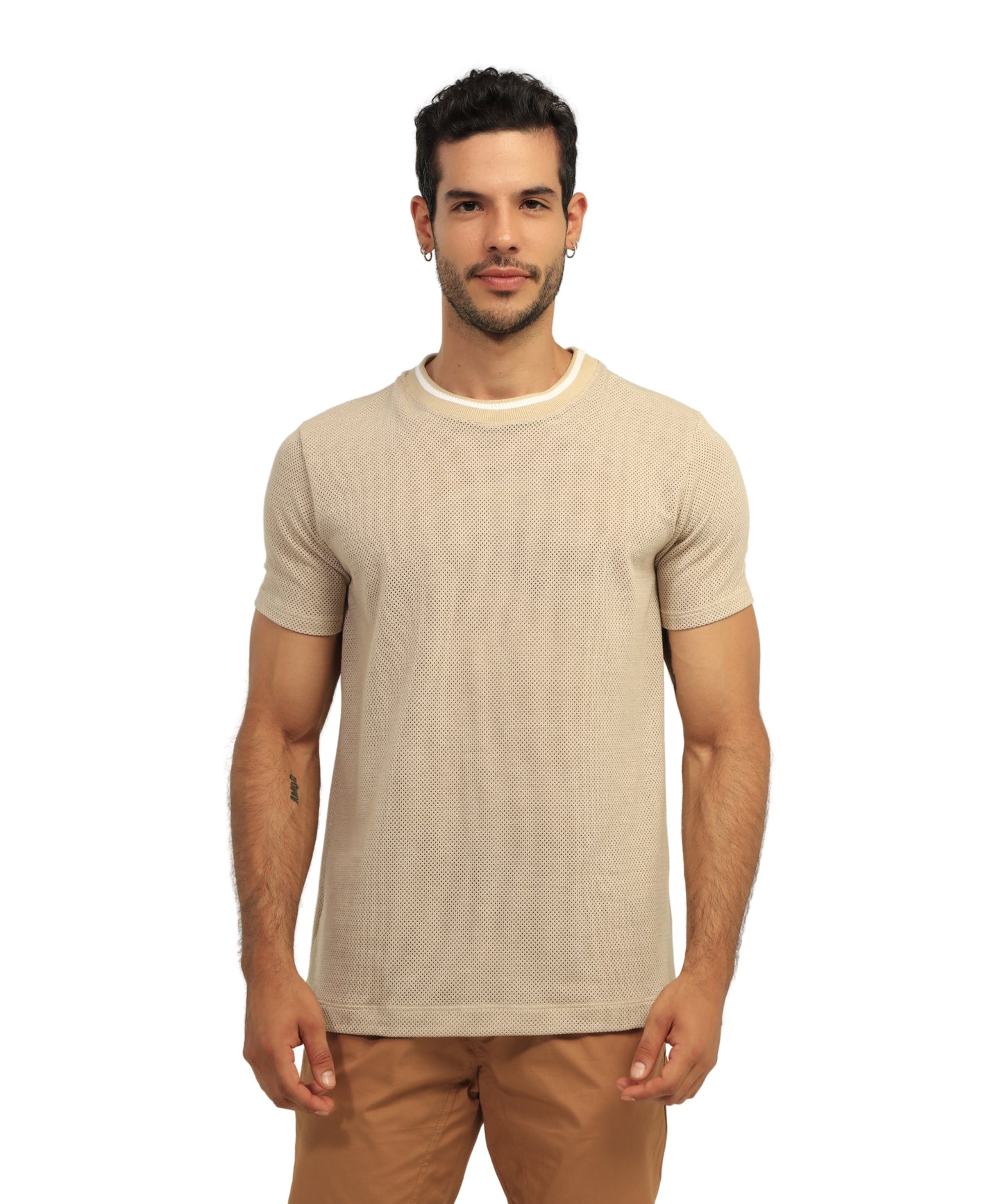 CAMISETA MALLA ESTRUCTURA KAKI
