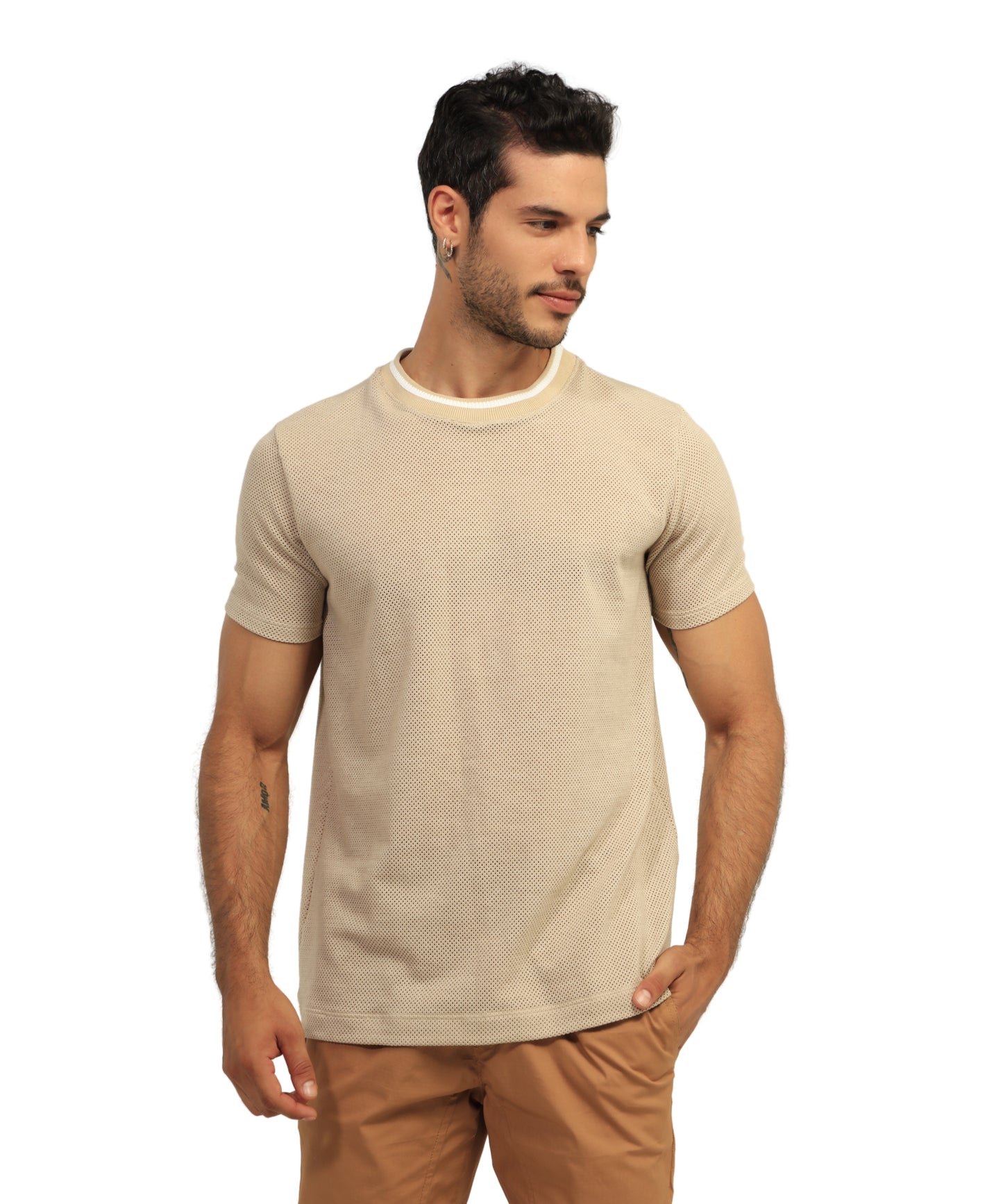 CAMISETA MALLA ESTRUCTURA KAKI