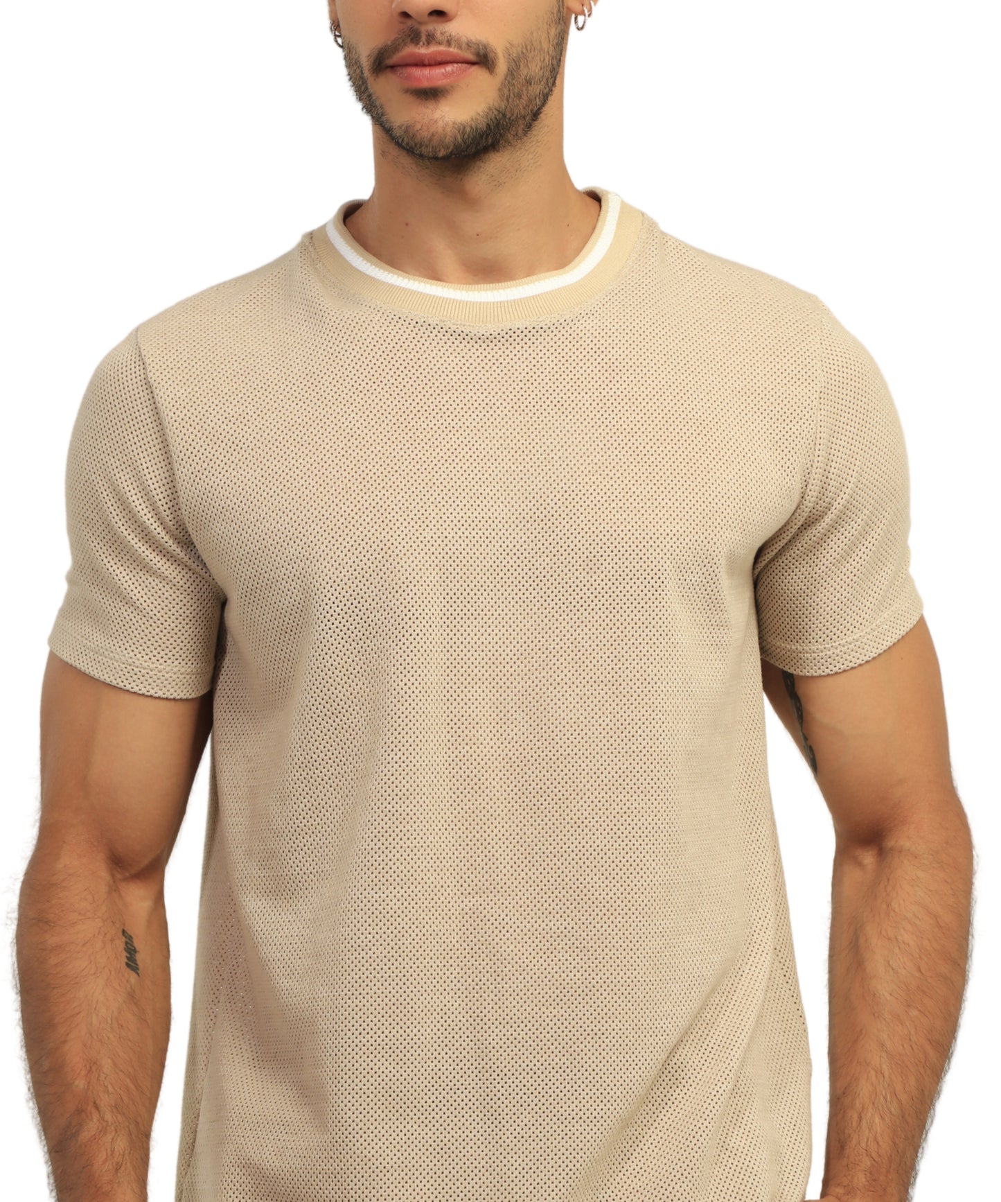 CAMISETA MALLA ESTRUCTURA KAKI