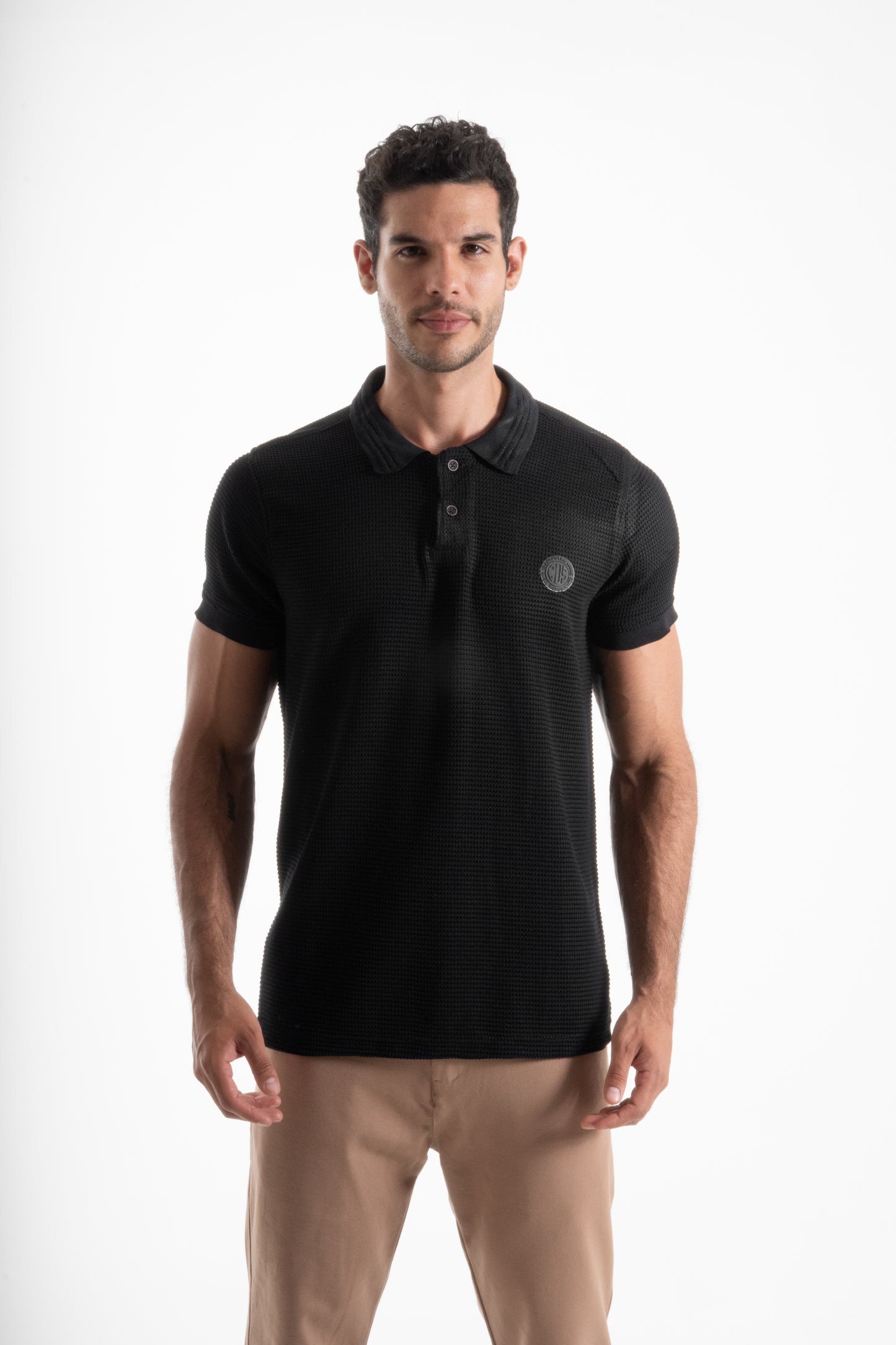 POLO TEXTURA BURBUJA NEGRO