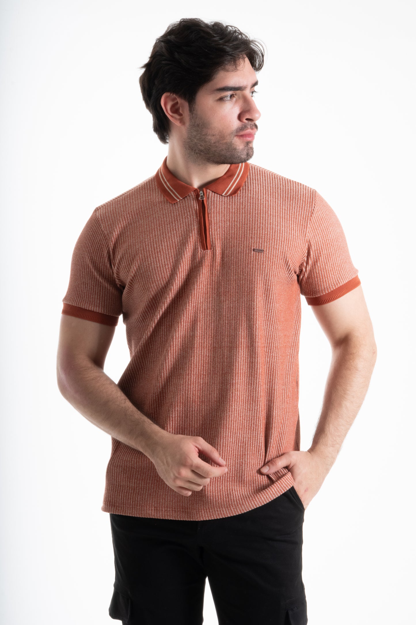 POLO CLASICA CON CREMALLERA LADRILLO