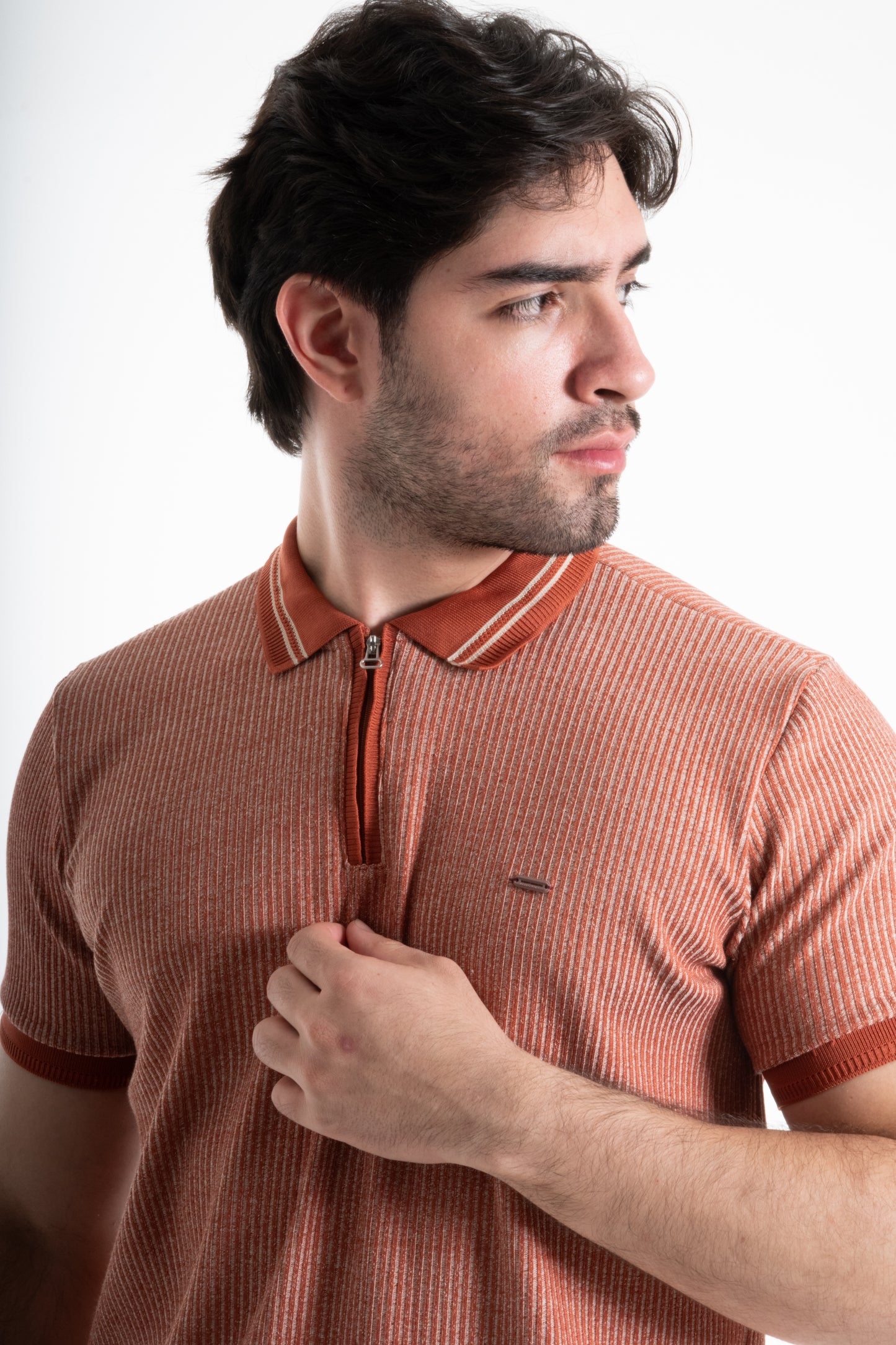 POLO CLASICA CON CREMALLERA LADRILLO