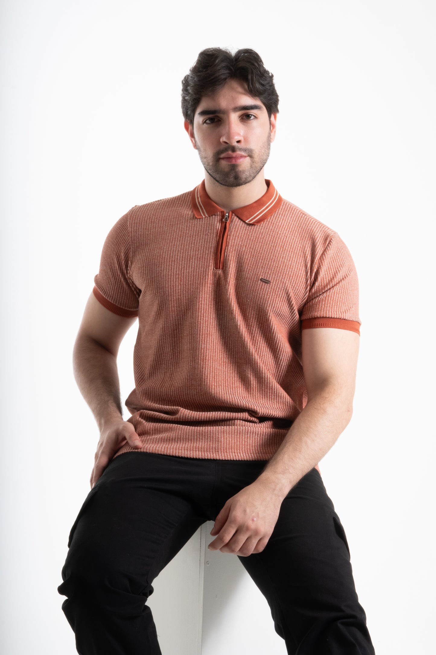 POLO CLASICA CON CREMALLERA LADRILLO
