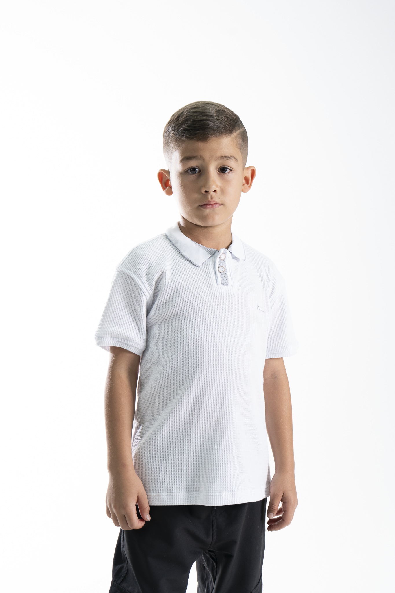 POLO PARA NIÑOS TEXTURA BLANCO