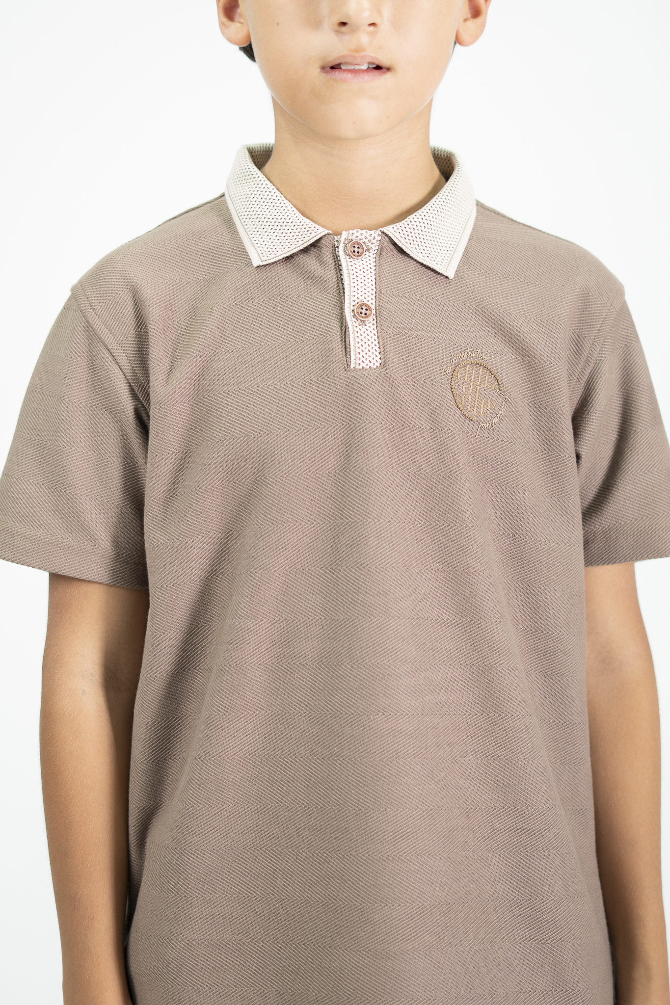 POLO PARA NIÑOS TEXTURA CAFE