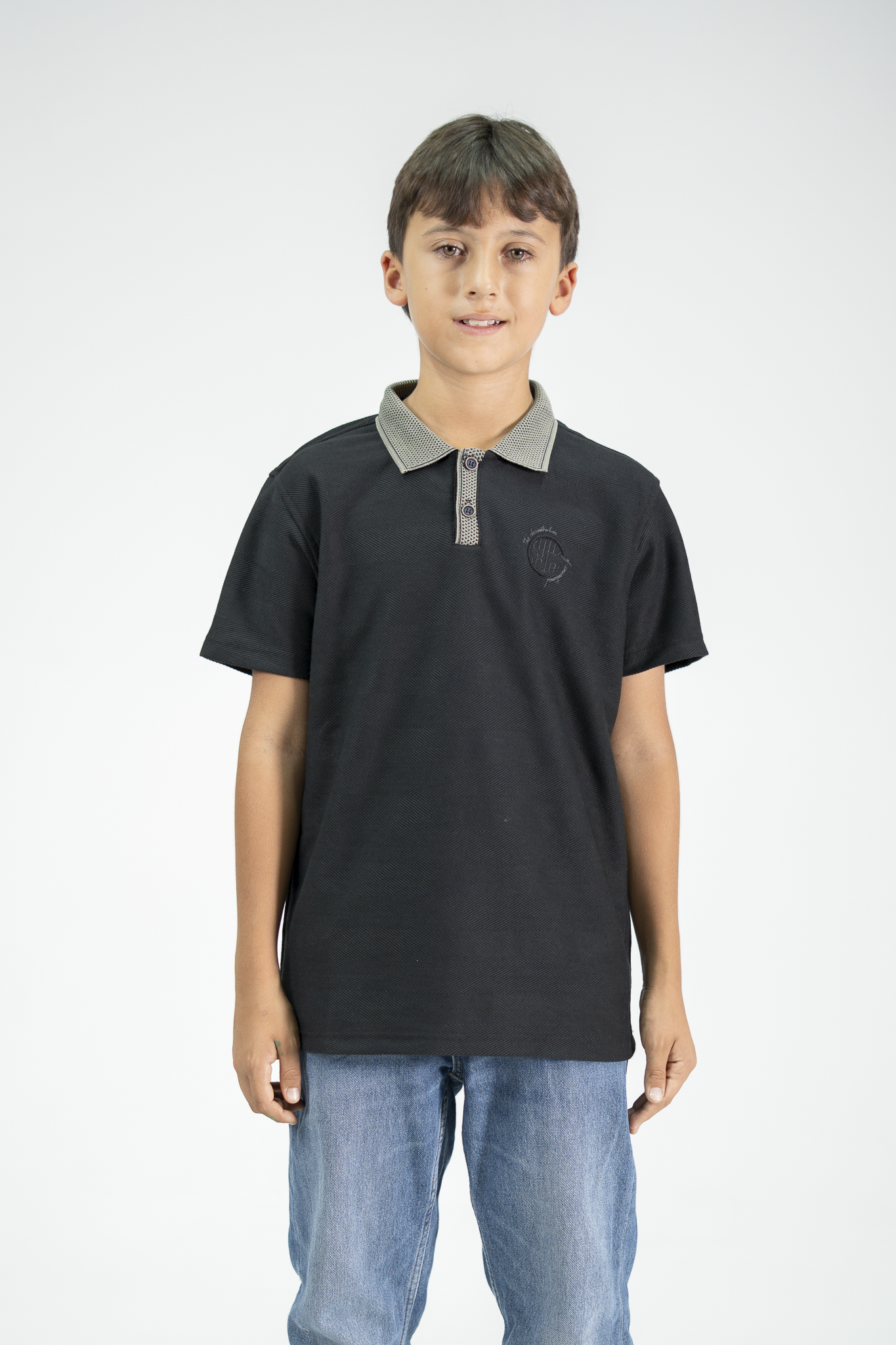 POLO PARA NIÑOS TEXTURA NEGRO