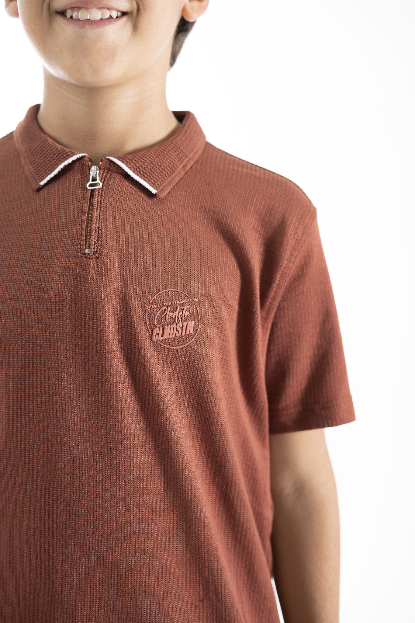 POLO PARA NIÑOS CREMALLERA LADRILLO