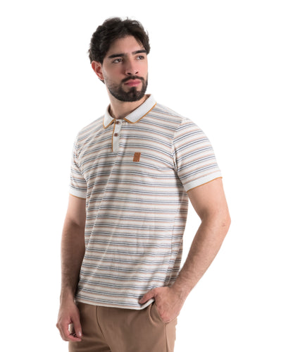 POLO TEXTURA RAYAS OCRE