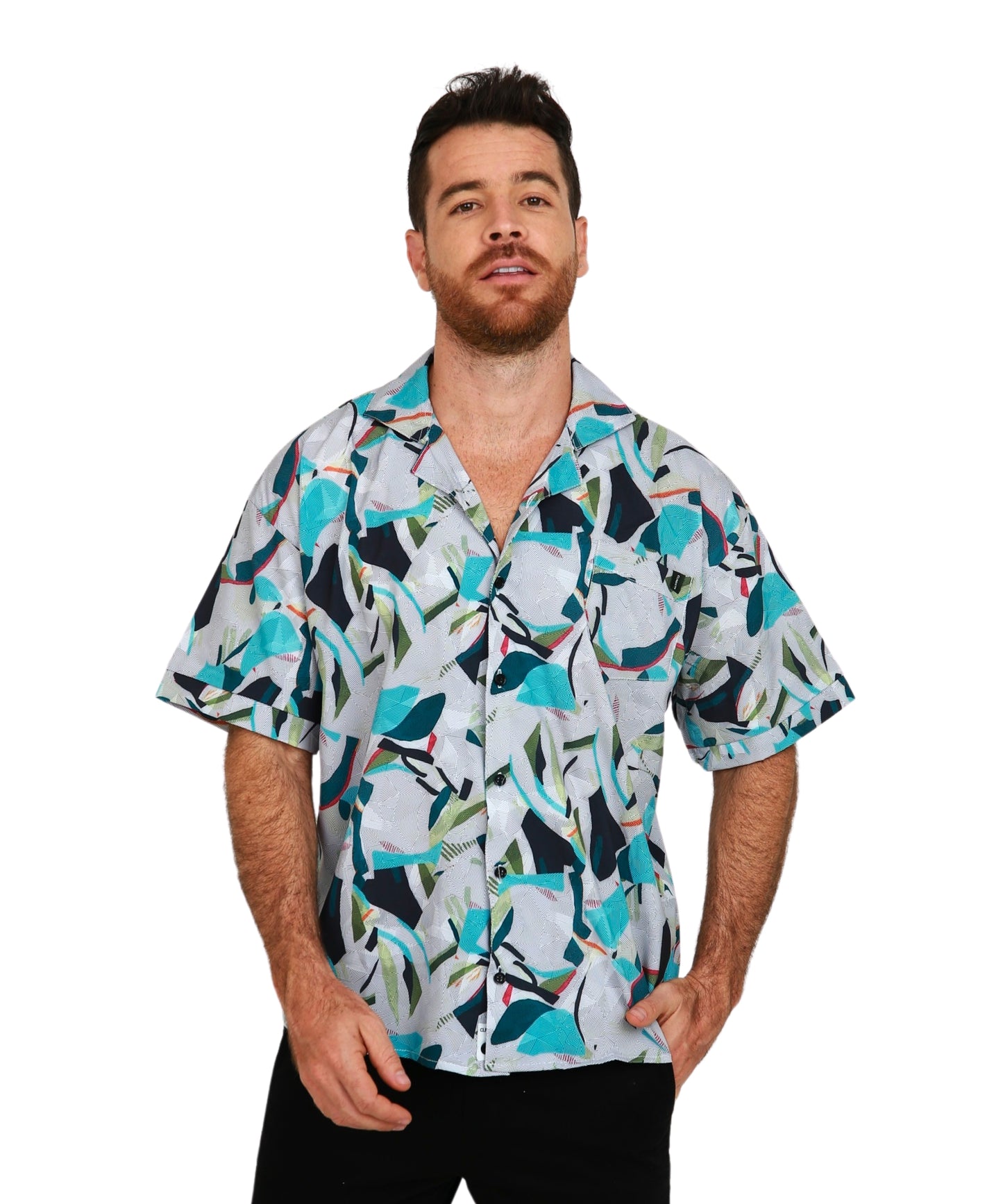 Camisa Hawaiana Silueta Oversize Azul