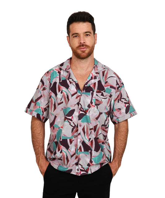 Camisa Hawaiana Silueta Oversize Ladrillo