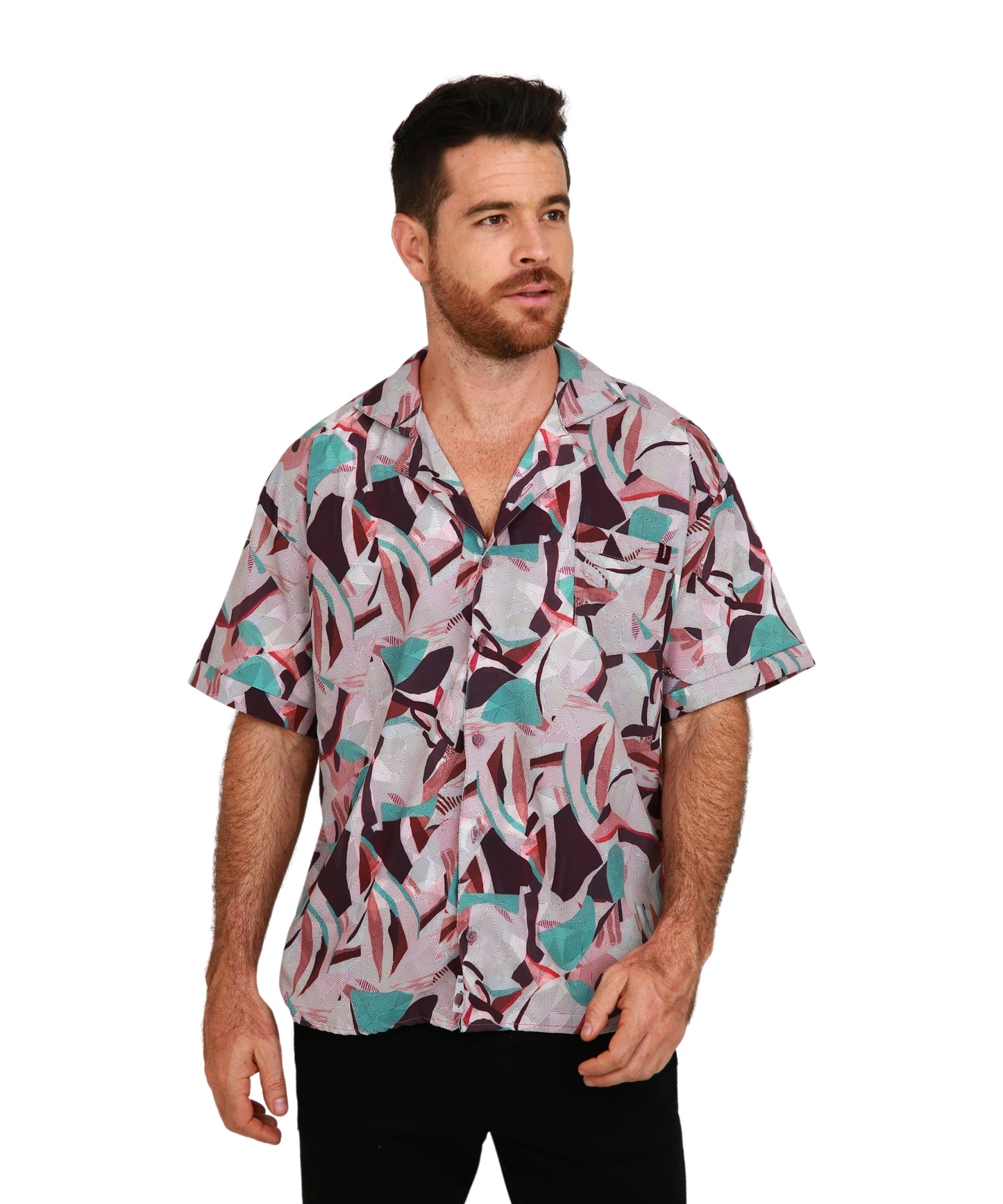 Camisa Hawaiana Silueta Oversize Ladrillo