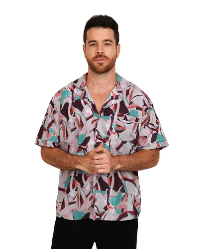 Camisa Hawaiana Silueta Oversize Ladrillo