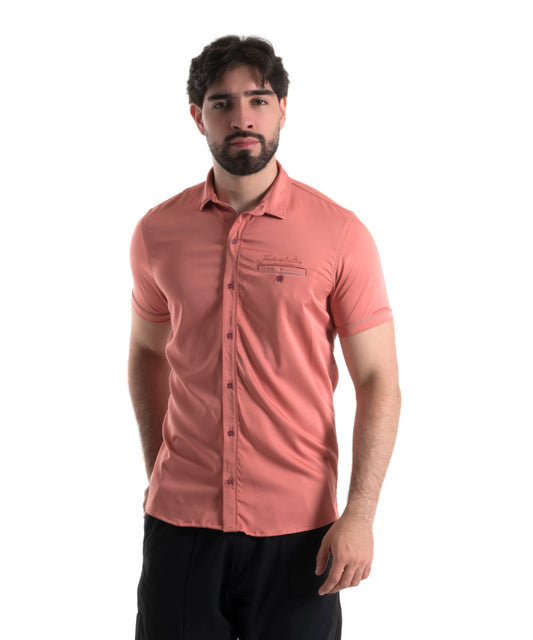 CAMISA MANGA CORTA SATIN PALO ROSA