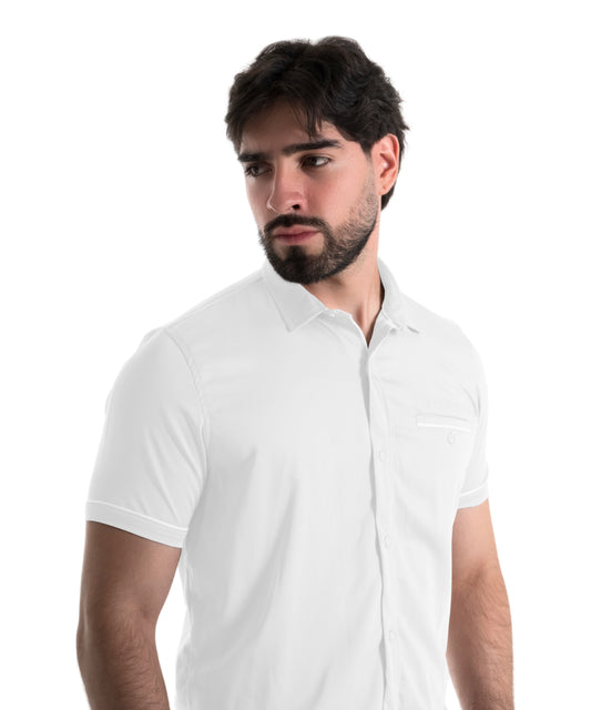 CAMISA MANGA CORTA SATIN BLANCO