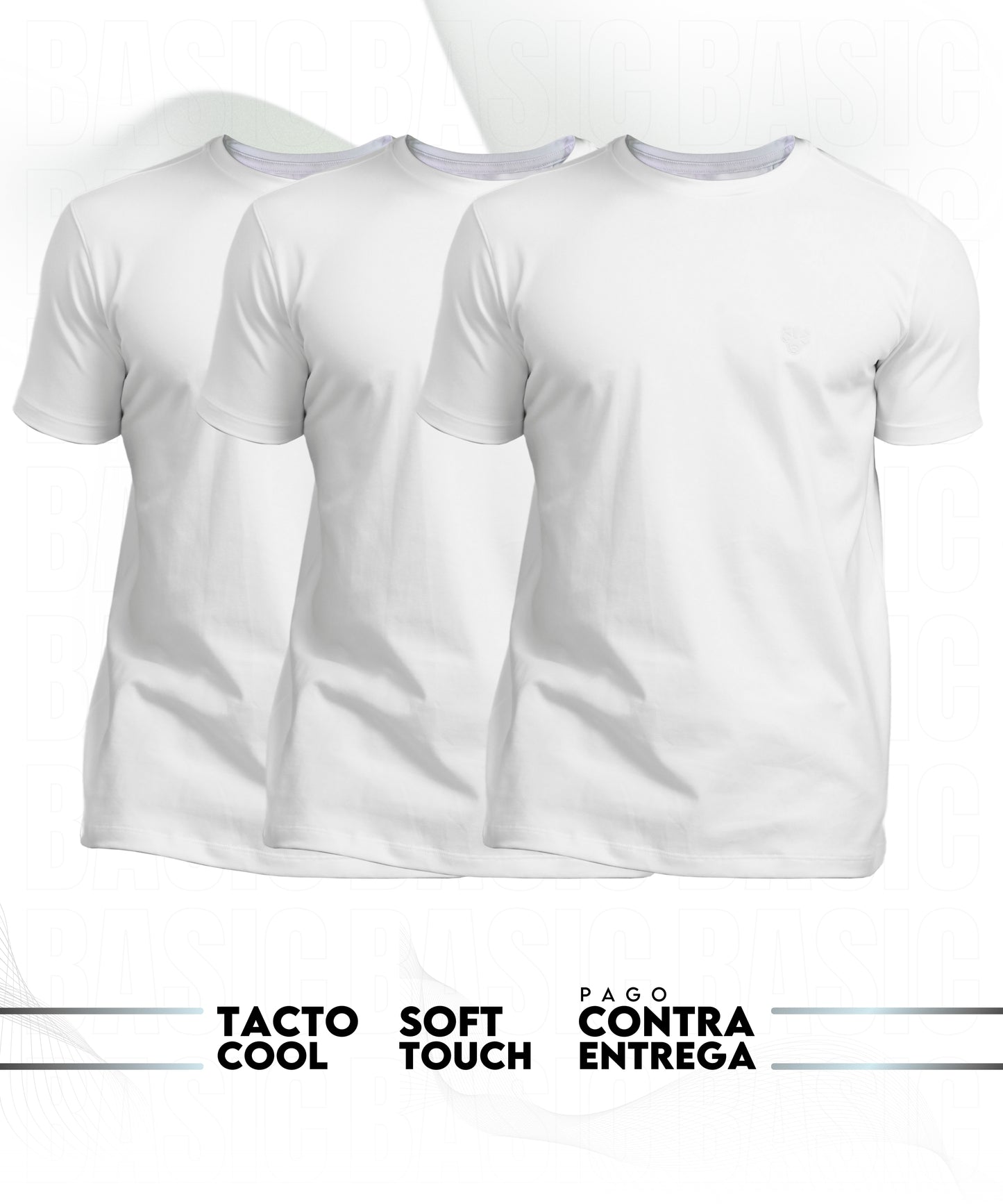 3 Camisetas básicas para hombre Blancas