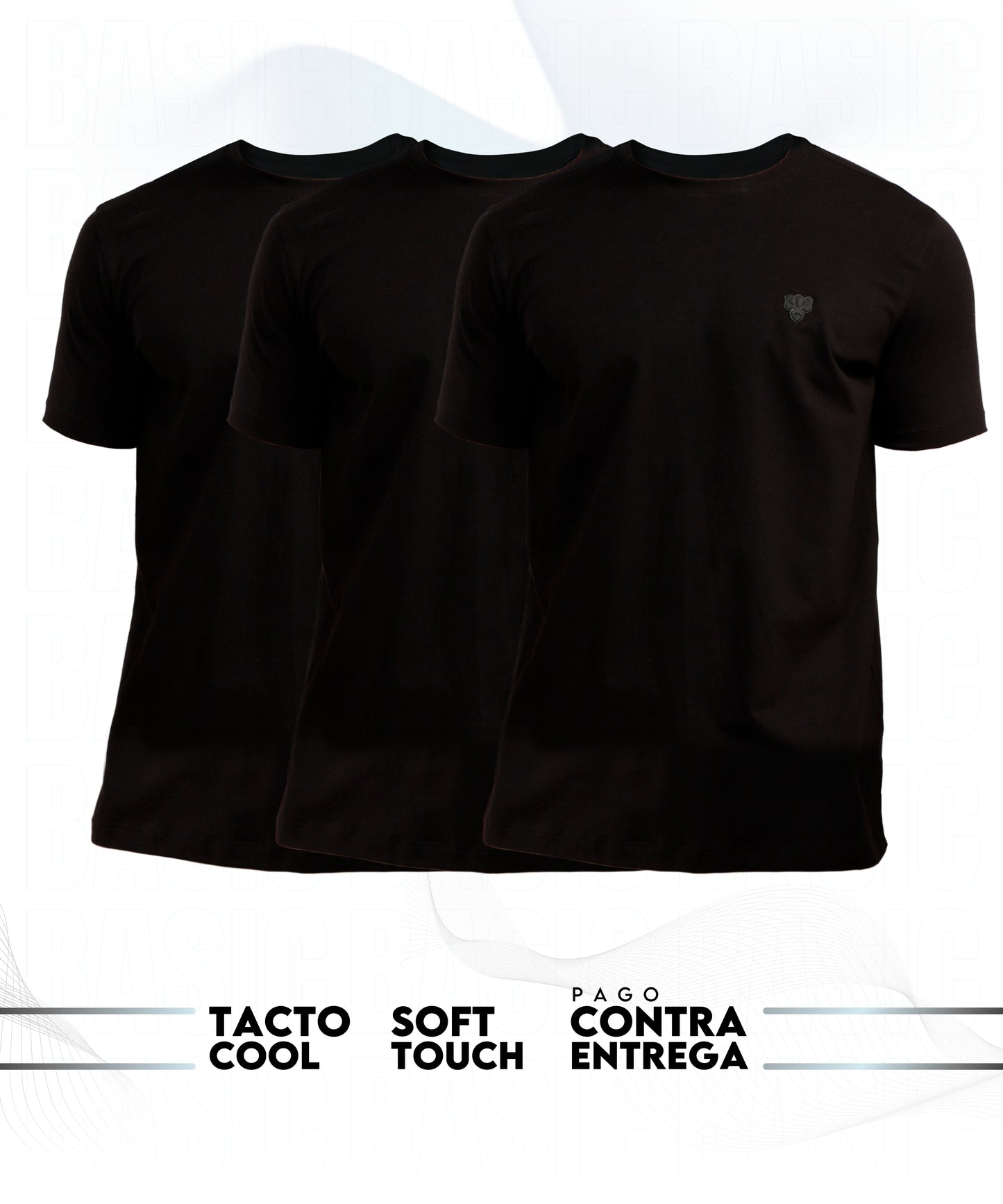 3 Camisetas negras para hombre