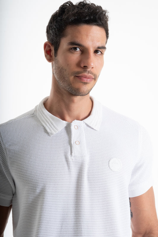 POLO TEXTURA BURBUJA BLANCO