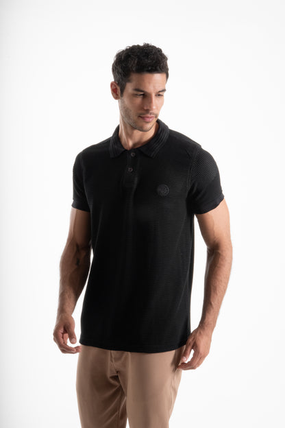 POLO TEXTURA BURBUJA NEGRO