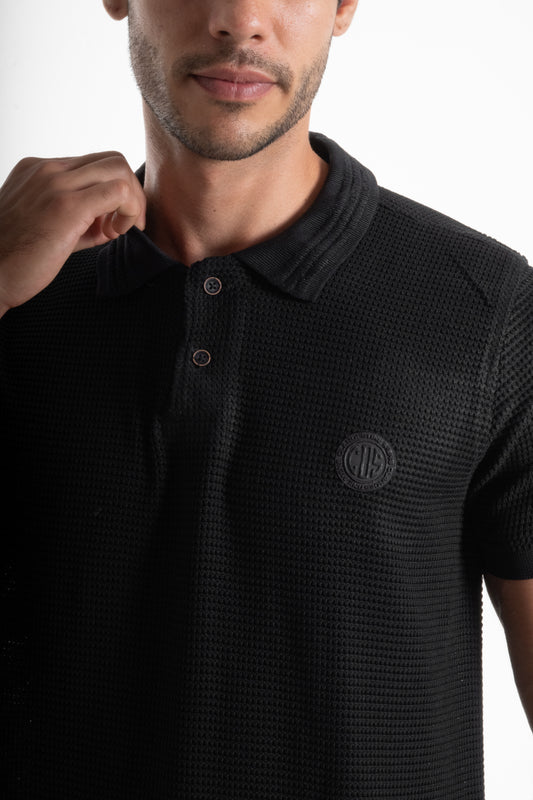POLO TEXTURA BURBUJA NEGRO