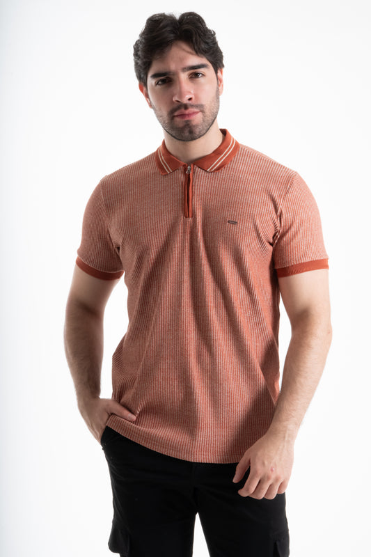 POLO CLASICA CON CREMALLERA LADRILLO