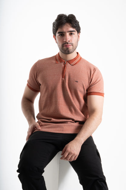 POLO CLASICA CON CREMALLERA LADRILLO