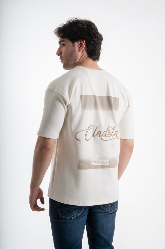 CAMISETA OVERSIZE ESTAMPADA BEIGE