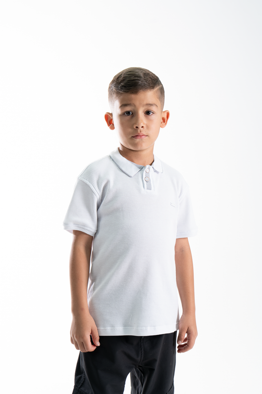 POLO PARA NIÑOS TEXTURA BLANCO