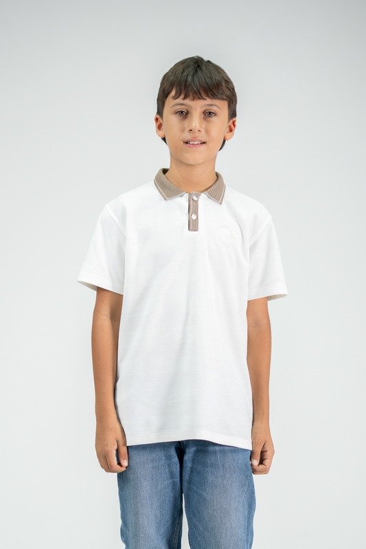 POLO PARA NIÑOS TEXTURA MARFIL