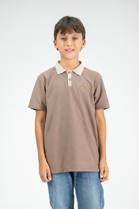 POLO PARA NIÑOS TEXTURA CAFE
