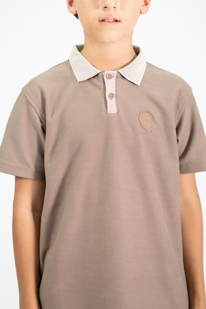 POLO PARA NIÑOS TEXTURA CAFE