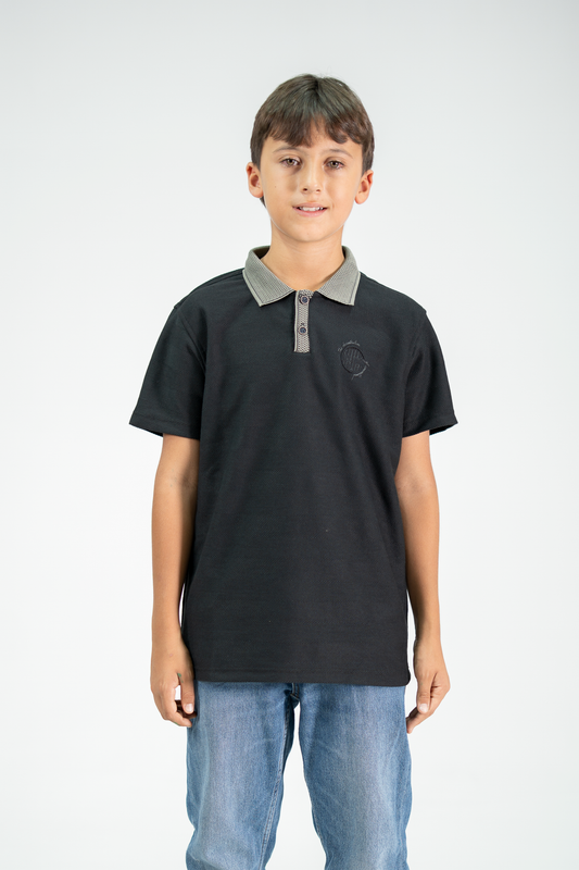 POLO PARA NIÑOS TEXTURA NEGRO