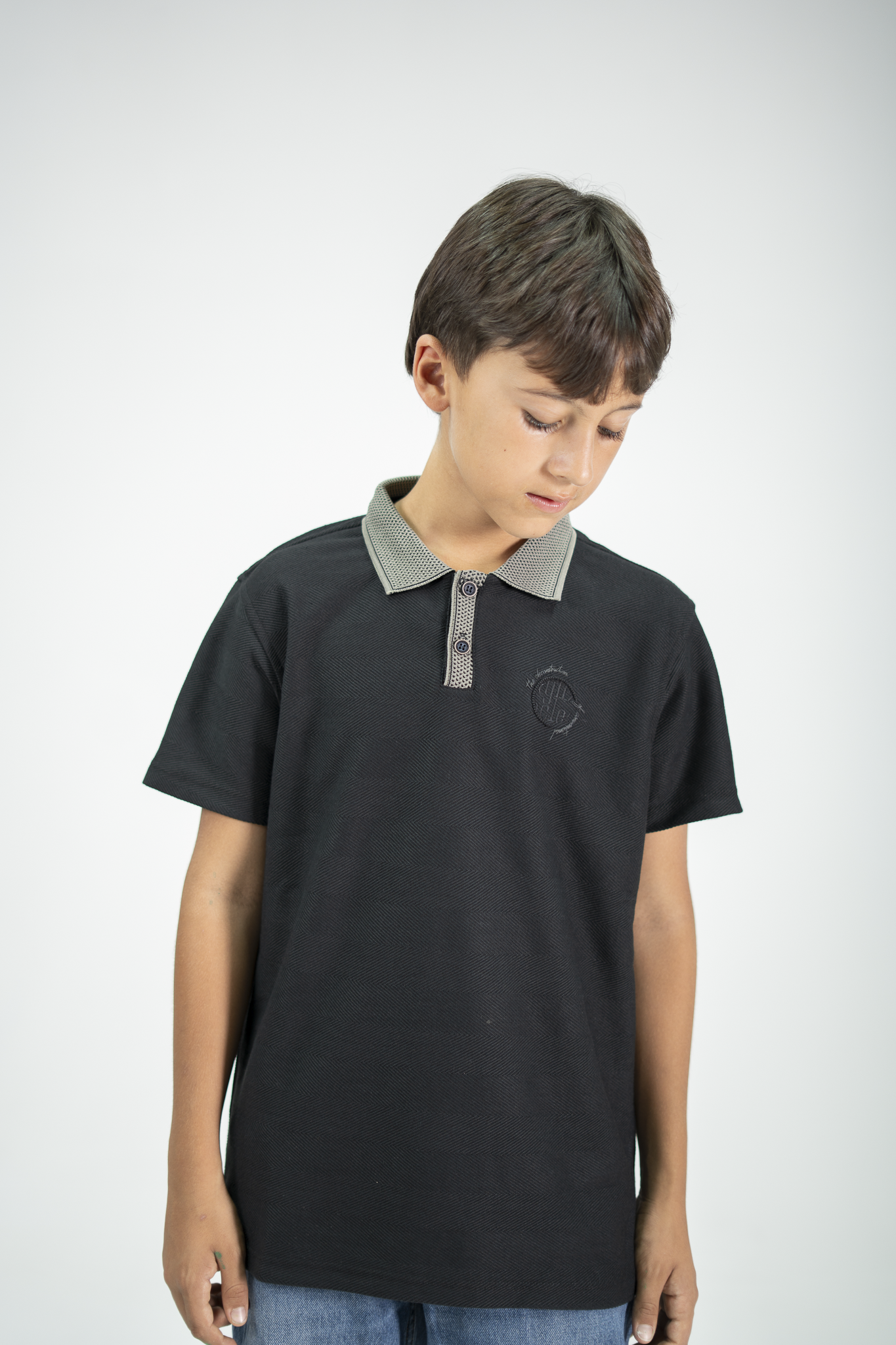 POLO PARA NIÑOS TEXTURA NEGRO