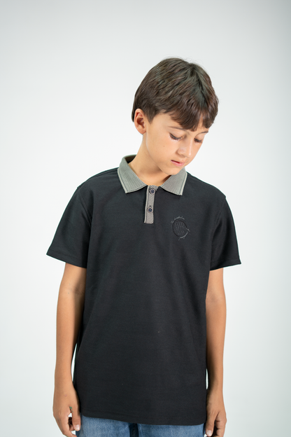 POLO PARA NIÑOS TEXTURA NEGRO