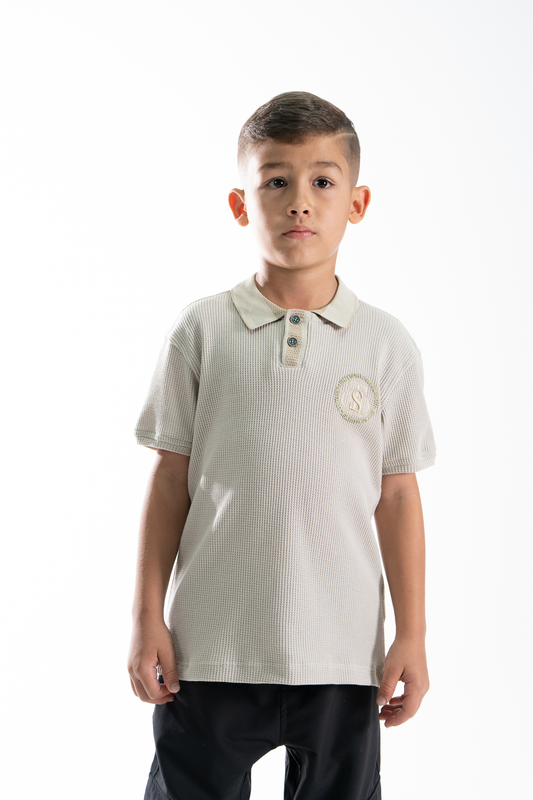POLO PARA NIÑOS TEXTURA VERDE SECO