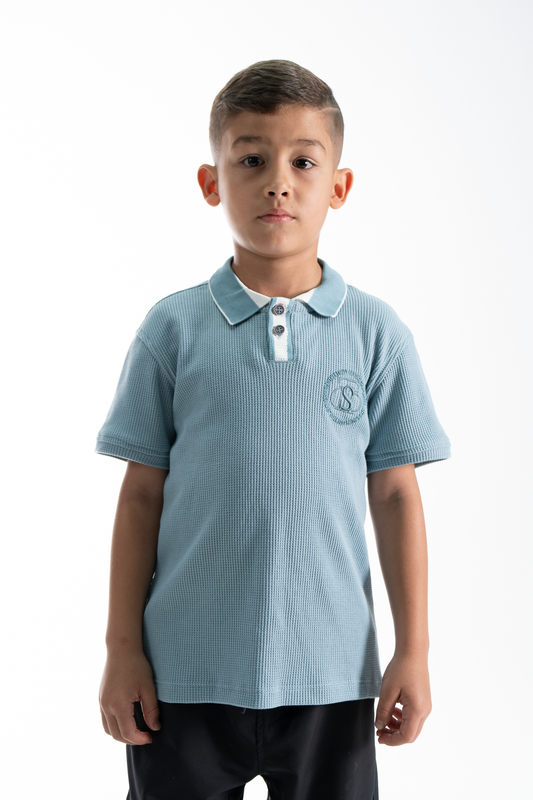 POLO PARA NIÑOS TEXTURA AZUL