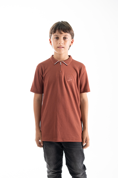 POLO PARA NIÑOS CREMALLERA LADRILLO