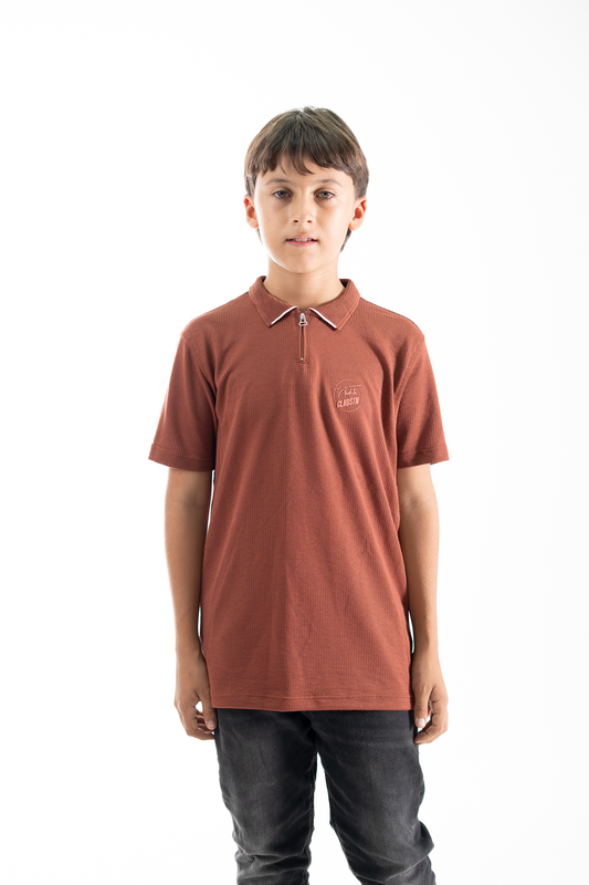 POLO PARA NIÑOS CREMALLERA LADRILLO