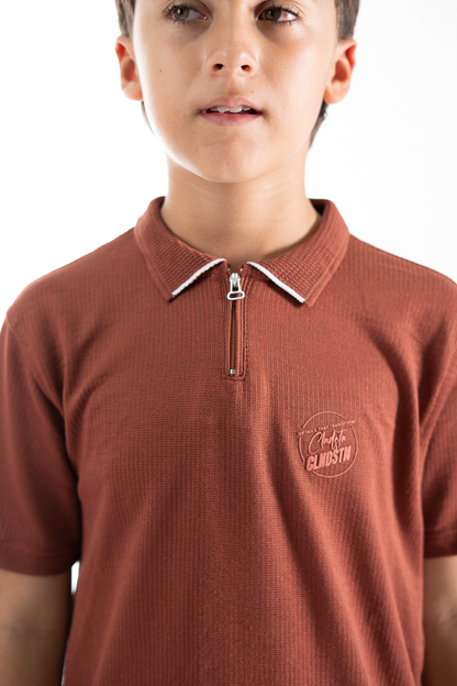POLO PARA NIÑOS CREMALLERA LADRILLO