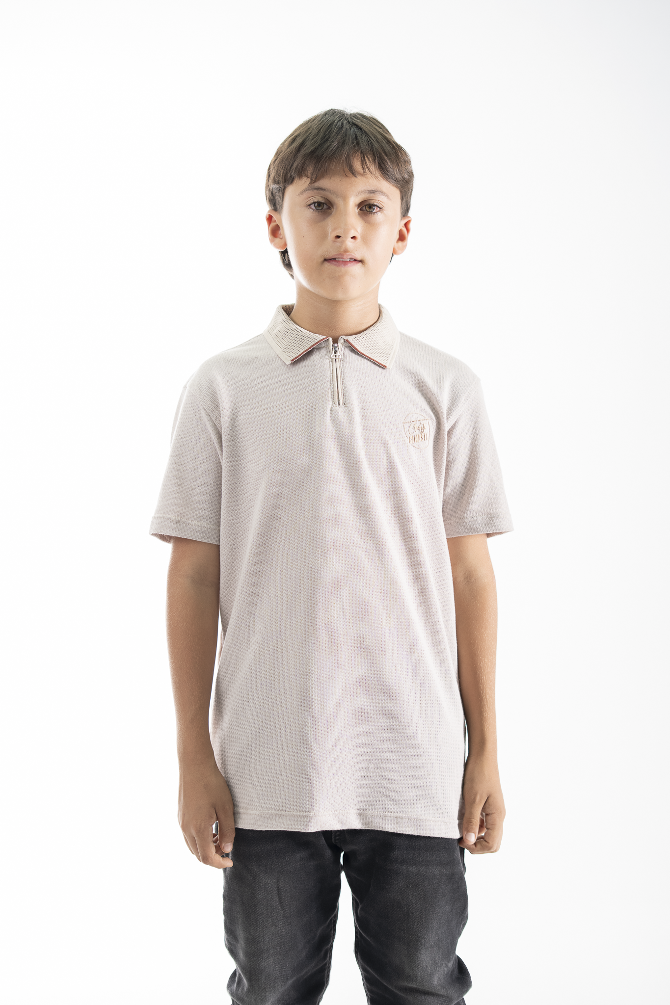 POLO PARA NIÑOS CREMALLERA ARENA