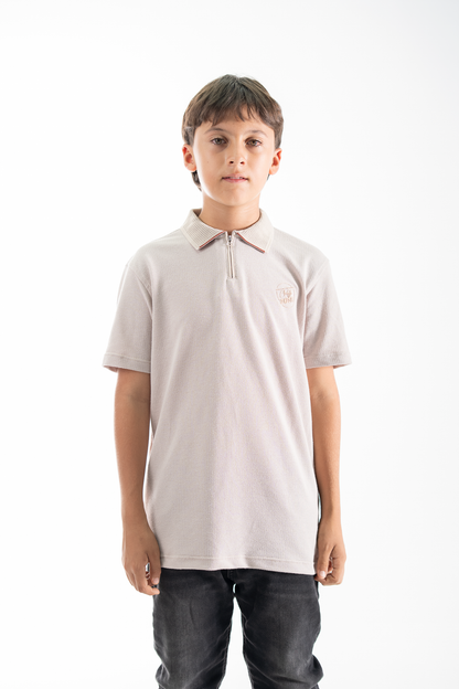 POLO PARA NIÑOS CREMALLERA ARENA