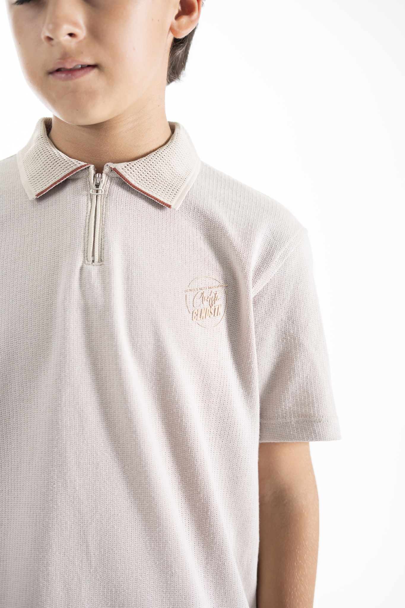 POLO PARA NIÑOS CREMALLERA ARENA