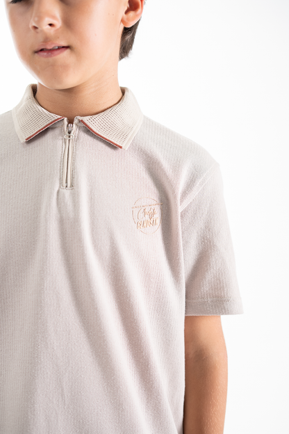 POLO PARA NIÑOS CREMALLERA ARENA