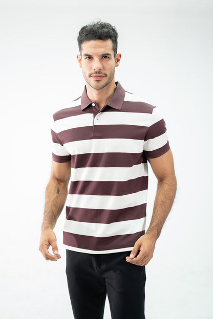 POLO CLASICA A RAYAS VINO