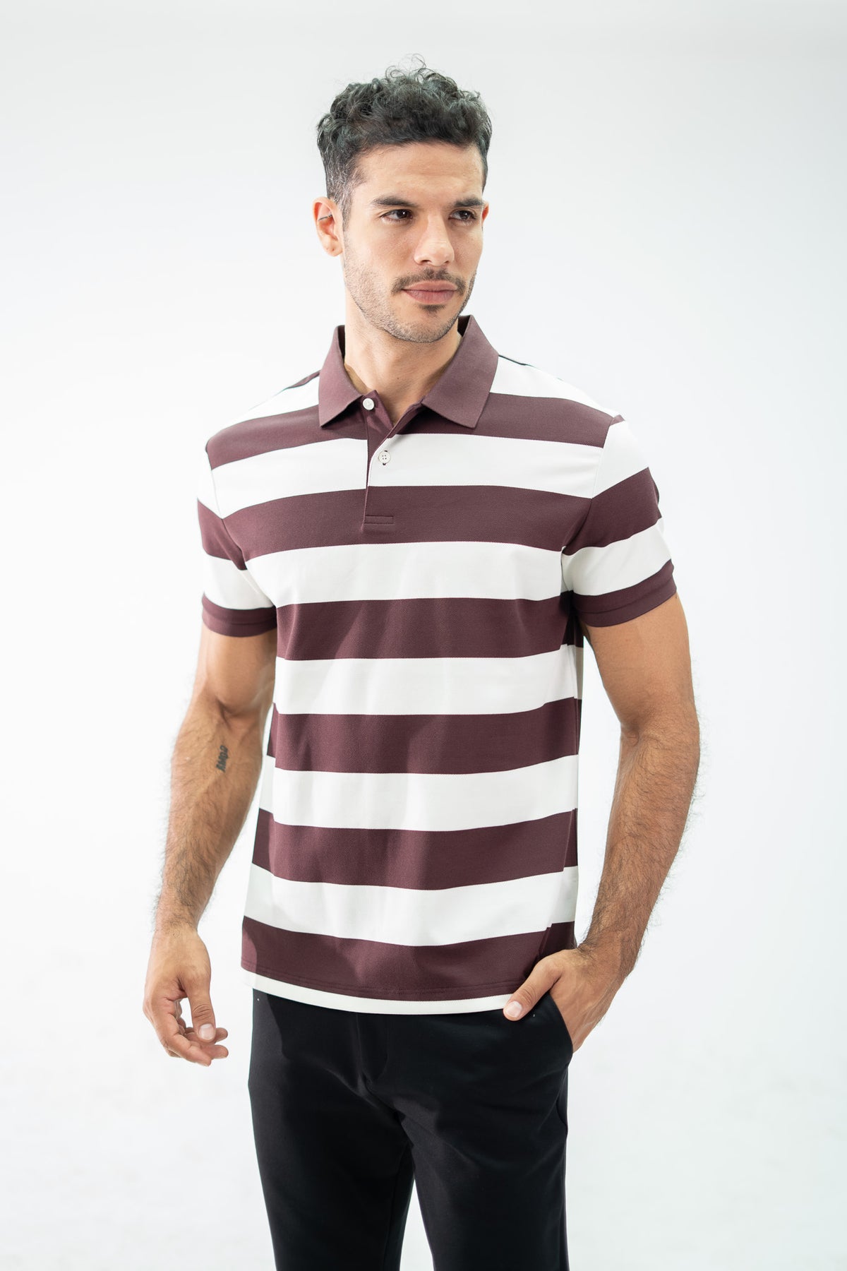 POLO CLASICA A RAYAS VINO