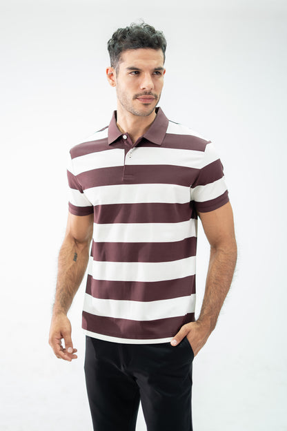 POLO CLASICA A RAYAS VINO