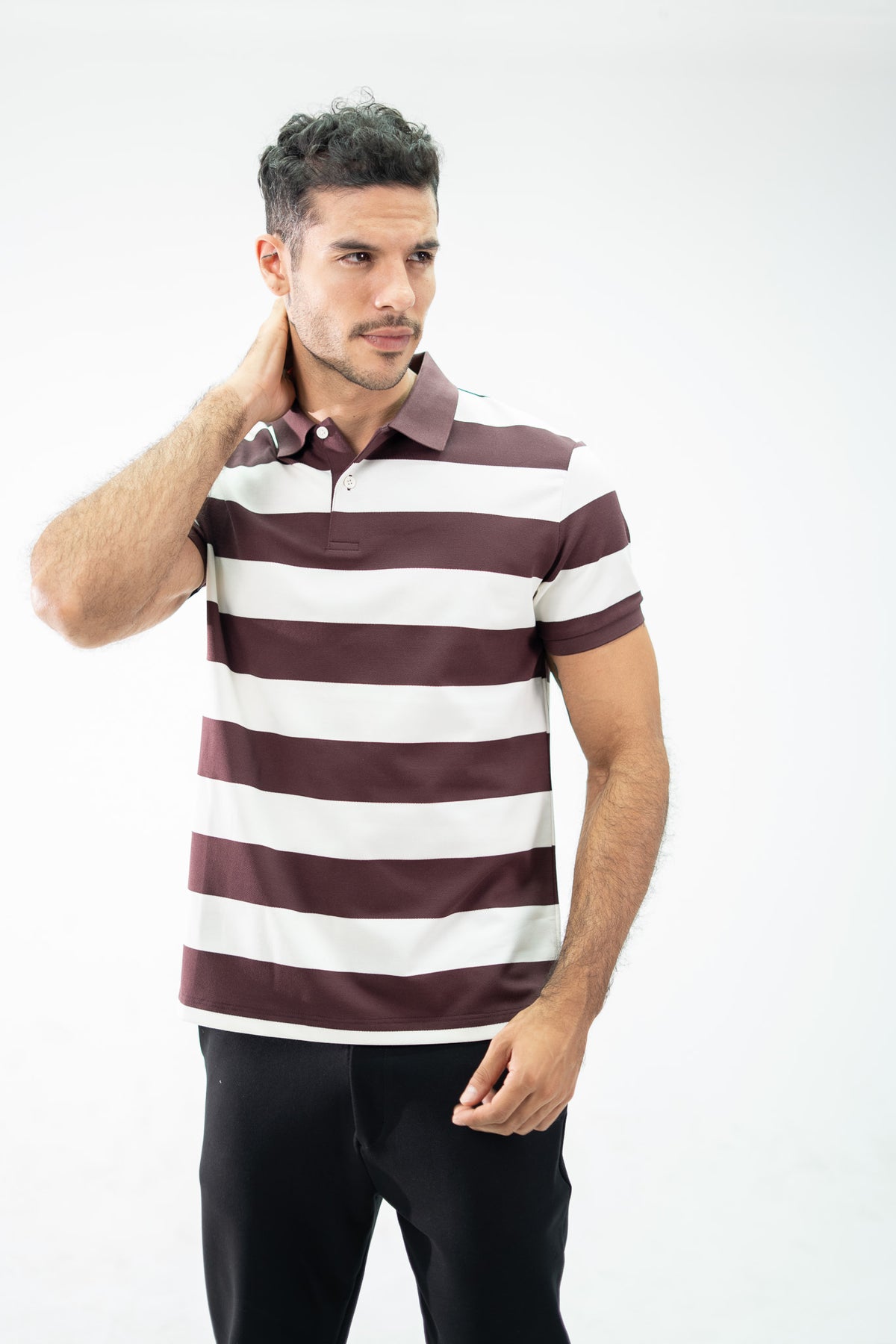 POLO CLASICA A RAYAS VINO