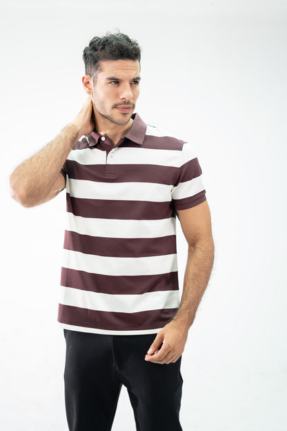 POLO CLASICA A RAYAS VINO