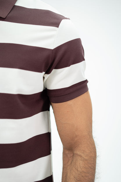 POLO CLASICA A RAYAS VINO
